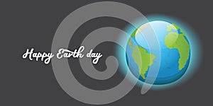 World earth day horizontal banner with earth globe isolated on grey background . Vector World earth day concept