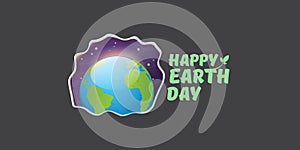 World earth day horizontal banner with earth globe isolated on grey background . Vector World earth day concept