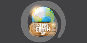 World earth day horizontal banner with earth globe isolated on grey background . Vector World earth day concept