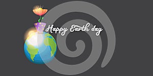 World earth day horizontal banner with earth globe isolated on grey background . Vector World earth day concept