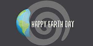 World earth day horizontal banner with earth globe isolated on grey background . Vector World earth day concept