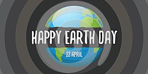 World earth day horizontal banner with earth globe isolated on grey background . Vector World earth day concept