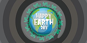 World earth day horizontal banner with earth globe isolated on grey background . Vector World earth day concept