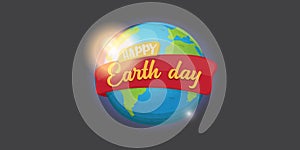 World earth day horizontal banner with earth globe isolated on grey background . Vector World earth day concept