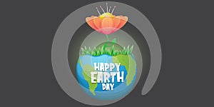 World earth day horizontal banner with earth globe isolated on grey background . Vector World earth day concept