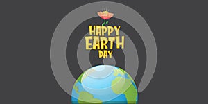 World earth day horizontal banner with earth globe isolated on grey background . Vector World earth day concept