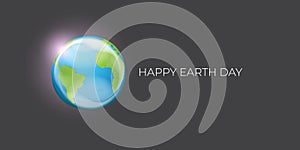 World earth day horizontal banner with earth globe isolated on grey background . Vector World earth day concept