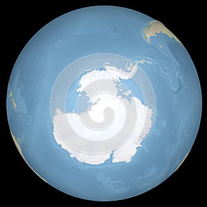 World earth globe Antarctic continent, relief map