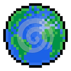 World Earth Globe Eight Bit Pixel Art Game Icon