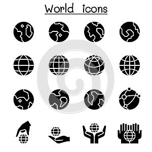 World, Earth icon set