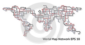 World Earth Map Network abstract concept with Shadows showing connectivity