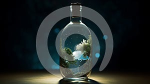 The World Encased - Captivating Glass Bottle Creation, The world that exists in a glass bottle, Generative AI