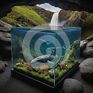 World enclosed in aquarium. photo