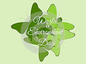 World Environment Day, Butterflies on the background of beautiful lettering with shadow, environment day, environment, go green.