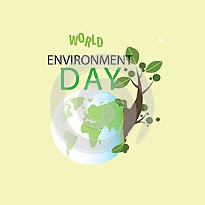 World Environment day concept. 3d paper cut eco friendly design. Vector illustration. Paper carving layer green leaves shapes with