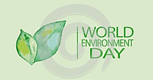 World Environment Day concept. Card with green leaves.
