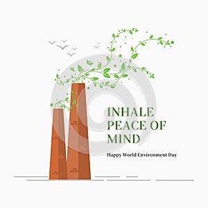 World environment day. Concept of inhale peace of mind design for banner, poster, greeting card. Vector illustration