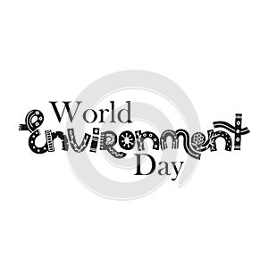 World environment day. Creative hand drawn lettering with doodle. Save nature. Eco friendly design