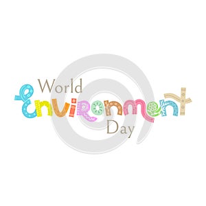 World environment day. Creative hand drawn lettering with doodle. Save nature. Eco friendly design