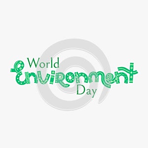 World environment day. Creative hand drawn lettering with doodle. Save nature. Eco friendly design