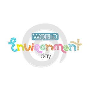 World environment day. Creative hand drawn lettering with doodle. Save nature. Eco friendly design