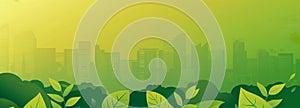 World environment day, earth day and ecology concept, background with green plants and sity, banner template, large copy space for