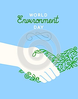 World Environment Day green plant hand shake