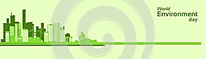 World Environment Day Green Silhouette City Eco Banner