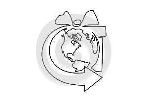 World environment day logo with earth inside giftbox and arrow.