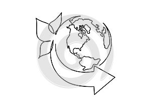 World environment day logo with earth with leaves and arrow.