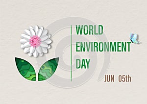 World Environment Day`s concept and poster campaign in 3d paper cut style and vector design