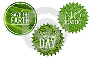 World environment day sticker collections on white background