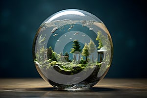 World Environment Day - Sustainable greenery and clean nature inside a glass sphere