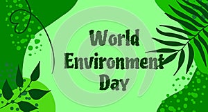 World Environment Day Vector Background. Ecologic banners with tropical leaves