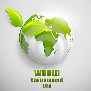 World environment day vector label or banner with earth globe. Green eco earth. Vector illustration