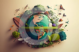 World environment and earth day concept with glass globe and eco friendly enviroment-topaz-enhance photo