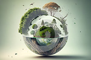 World environment and earth day concept with glass globe and eco friendly enviroment-topaz-enhance photo