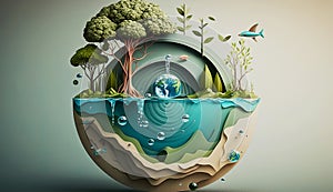 World environment and earth day concept with glass globe and eco friendly environment