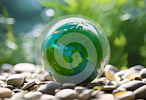 world environment and Earth day concept with green globe, AI Generative