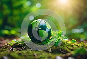 world environment and Earth day concept with green globe, AI Generative