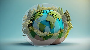 world environment and Earth day concept with green globe, AI Generative