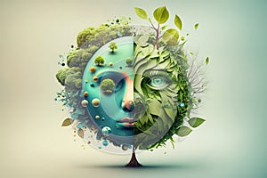 World environment and mother earth day concept with globe and eco friendly enviroment, Generative AI