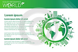 World Environmental Protection Green Energy Ecology Infographics Banner With Copy Space