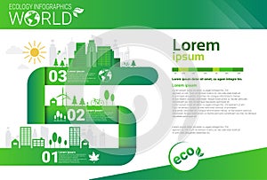 World Environmental Protection Green Energy Ecology Infographics Banner With Copy Space