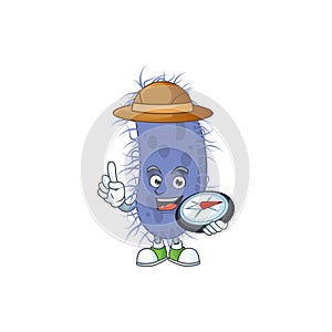 World explorer salmonella typhi cartoon design style using compass