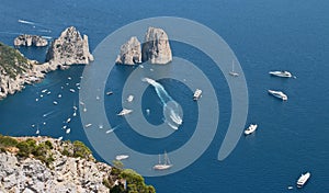 World famous Capri sea stacks on a clear day