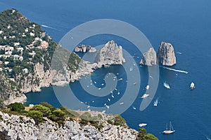 World famous Capri sea stacks on a clear day