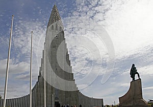 World famous church Hallgrimskirkja in Reykjavik, Iceland
