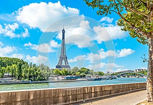 World famous Eiffel tower and Seine river in Paris