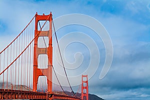 World famous golden gate bridge on a cloudy day